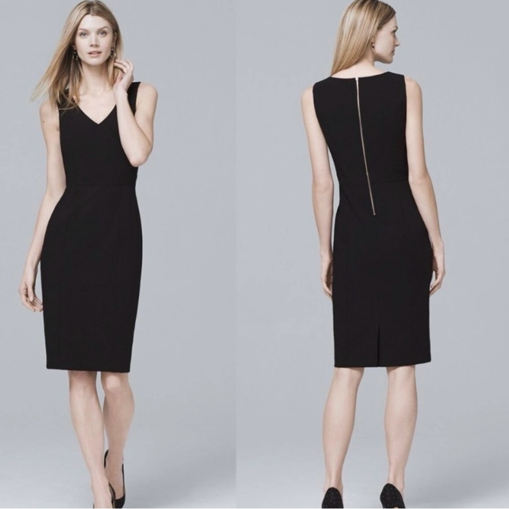 White House Black Market Black V-Neck Sheath Dress (14)